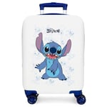 Joumma Disney Happy Stitch Valise de Cabine Blanche 33 x 50 x 20 cm Rigide 2 kg Fermeture à Combinaison latérale ABS 2 kg 33 L Bagage à Main, Blanc, Talla única, Valise Cabine