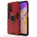 TANYO Case for OPPO A54 5G / A74 5G, TPU/PC Shockproof Phone Cover with 360° Kickstand, Armor Bumper Protective Shell Red