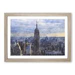 Big Box Art The Empire State Building Vol.2 Painting Framed Wall Art Picture Print Ready to Hang, Oak A2 (62 x 45 cm)