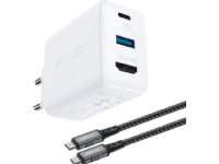 Acefast 2-i-1 GaN 65W USB typ C / USB-laddare, HDMI 4K@60Hz adapteradapter (med kabel) vit (A17 vit)