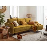 Lisa Design - Charlie - canapé d'angle réversible - 4 places - convertible avec coffre - en velours côtelé - jaune - Jaune