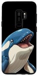 Coque pour Galaxy S9+ Mignon anime bleu orque souriant animal de l'océan gardien de zoo art