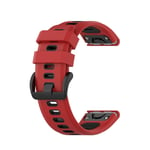 Garmin Tactix Delta / Fenix ​​6X GPS - Silikon klockarmband 26 mm Röd/svart