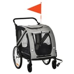 Dog Bike Trailer 2-in-1 Pet Stroller Cart Bicycle Carrier Attachment for Travel in steel frame with Wheels Hitch Coupler Reflectors Flag