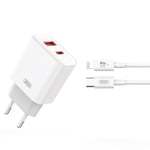 iPhone Hurtigoplader USB-C strømadapter 20W + Kabel