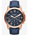 Fossil Grant Mens Blue Watch FS4835 Leather - One Size