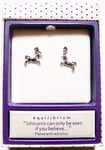 Unicorn silver plated earrings in gift box, for pierced ears, Valentines Day