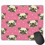 Happy Bulldog Head On Pink Background Mouse Pad with Stitched Edge Computer Mouse Pad with Non-Slip Rubber Base for Computers Laptop PC Gmaing Work Mouse Pad