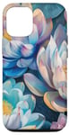 Coque pour iPhone 15 Pro Style de peinture à l'huile de fleurs de lotus Art Design