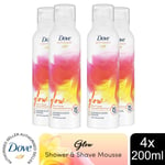 Dove Bath Therapy Glow Shower & Shave Mousse with Orange & Rhubarb Scent 4x200ml