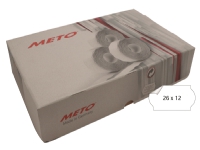 Meto prisetikett avtagbar 26x12 mm vit 1500 st/per rulle - (kartong med 36 rullar)