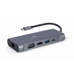 Gembird USB-C Hub USB-C PD GbE VGA HDMI 3xUSB 3.1-kort - 8716309121477