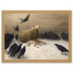 Schenck Anguish Sheep Ewe Crows Lamb Carrion Painting Artwork Framed Wall Art Print A4