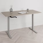 Höj och sänkbart skrivbord, vev, grått stativ, ek bordsskiva 180x80cm