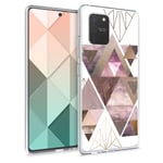 kwmobile Case Compatible with Samsung Galaxy S10 Lite - Case Clear TPU Cover with Design - Patchwork Triangles Pink/Rose Gold/White