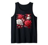 Red Rose Roses Flower Floral Design Monogram Letter N Tank Top