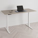 Höj och sänkbart skrivbord, 2 motorer, digital, vitt stativ, ek bordsskiva 160x80 cm