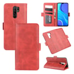 Hülle® Wallet Flip Case Compatible for Xiaomi Redmi 9 (Red)