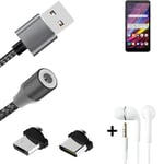 Data charging cable for + headphones LG Electronics Neon Plus + USB type C a. Mi