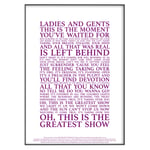 The Greatest Show (The Greatest Showman) Song Lyrics Official Licensed Print Poster (Unframed) (A3 (42cm x 29.7cm), Purple)