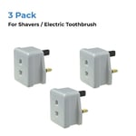3 x Shaving Plug Adaptors / Electric Toothbrush 2 to UK 3Pin 250v