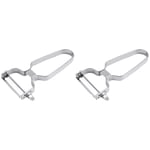 2x 2-i-1 Skärare Planer Potatis Morot Rivjärn Köksredskap U-format Handtag Potatisskalare Silver 430 Rostfritt