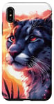 Coque pour iPhone XS Max Cougar noir cool coucher de soleil lion de montagne puma animal anime art