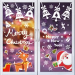 Kiiwah 10 Sheets Christmas Window Stickers, Santa Claus Reindeer Rudolph Snowflakes Jingle Bell Reusable Window Decals for Home Shop Door Christmas Decoration