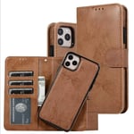 Jose Magnetic Leather Case Mag-Safe Detachable Wallet Phone Cover Multiple Bank Cards,Brown,iPhone 12 mini