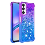 SKALO Samsung A05s 4G Juoksuhiekka Glitter Sydämet TPU kuori - Violetti-Sininen