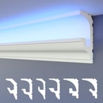 Heximo - led Moulures 2en1, éclairage indirect Corniche de plafond xps Polystyrene: 1.7 mètres / 1 réglette, HLED-18 - 49x90 mm (de)
