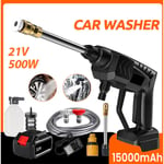 Nettoyeur haute pression sans fil 500W, pistolet à eau Portable pour lavage de voiture 60ba+1 batterie 15000mAh