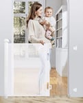 Retractable Baby Gate 86cm x 140 cm Stair Safety Gate for Babies and Pets White