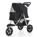 YGWL Pet Stroller,Foldable Dog Stroller,with Storage Basket Three Wheels,Mattress Included,for Cats and Dogs Up to 20KG,Black