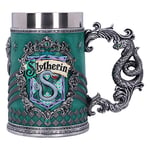 Nemesis Now B5608T1 Harry Potter, Chope à bière de collection, Motif : Serpentard – Cadeau pour Fan et Passionné – Qualité Supérieure – Vert et Argenté – 15,5 CM, Résine, 1 Unité (Lot de 1)