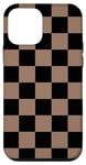 iPhone 12 mini Black and Brown Classic Checkered Big Checkerboard Case