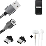 Data charging cable for + headphones Oppo A72 + USB type C a. Micro-USB adapter