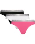 Calvin Klein Thong 3-Pack W - Cotton Black/White/Pink Smoothie (Storlek S)
