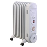 White Electric Oil Filled Radiator with Thermostat & 24 Hour Timer 2KW