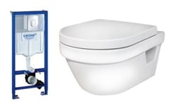 Gustavsberg Hygienic Flush væghængt toiletpakke, uden skyllekant, hvid