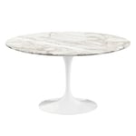 Knoll - Saarinen Round Table - Dining table, Ø 137 cm, White frame, glossy white Calacatta marble top