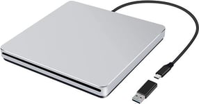 Lecteur graveur DVD CD externe USB type C compact Silver pour Macbook air / macbook pro Mac OS 2022 2023 Hightechnology