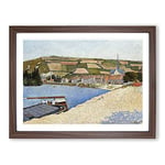 Les Andelys Beach By Paul Signac Classic Painting Framed Wall Art Print, Ready to Hang Picture for Living Room Bedroom Home Office Décor, Walnut A2 (64 x 46 cm)