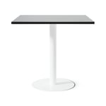 Cafébord Kvadrat - Runt pelarstativ, Storlek 80x80 cm, Bordsskiva Svart, Stativ Vit