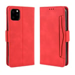 Scratch Resistant Genuine Leather Case Wallet Style Skin Feel Calf Pattern Leather Case Separate Card Slot All Buttons and Ports Are Accessible, for IPhone 11 (Color : Red)
