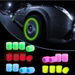 4 st/set fluorescerande däckventilhattar, lysande automatisk hjulventilhatt, universella dekorationstillbehör för bil/SUV/cykel/lastbilar/motorcyklar - blue