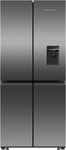 Fisher & Paykel 498L Quad Door Ice & Water Black Stainless Fridge Freezer - RF500QNUB1