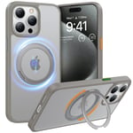 Torras iPhone 15 Pro (6.1) UPRO Ostand Pro Case - Titanium Grey MagSafe Compatible - 360 Spin
