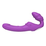 Double Dipper Purple Vibrating Strapless Strap-On Dildo Love Vibe Couples Sex