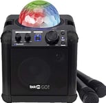 RockJam RJGO-BK GO Rechargeable Bluetooth Karaoke Speaker With Light Show & Microphone, Black